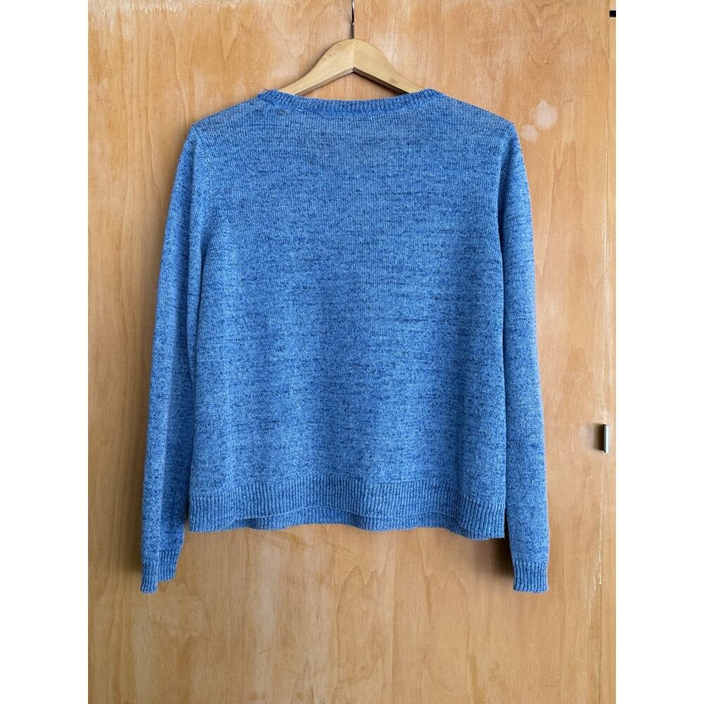 Eileen Fisher 100% Linen Long Sleeve Crewneck Sweater Size Small Heathered Blue - Picture 3 of 5